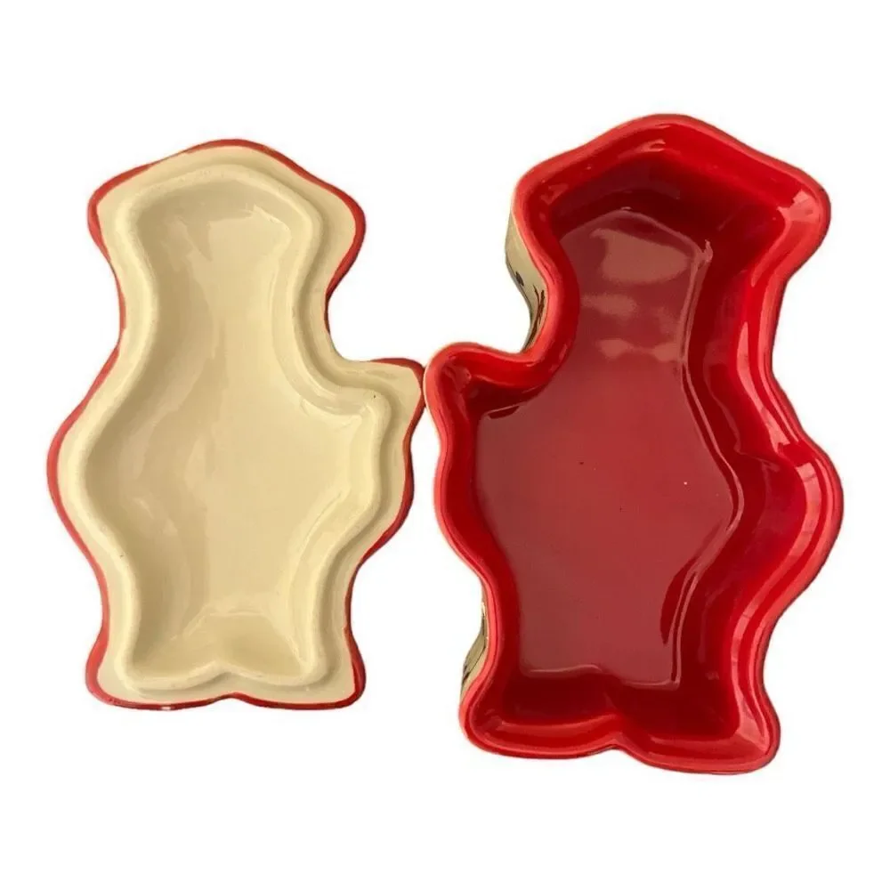 Temptations Bakeware Whimsical 8oz Ramekin Gingerbread Man Mini Loaf Candy Dish